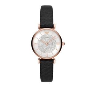 White Armani Exchange ladies' watch with rose gold accents.