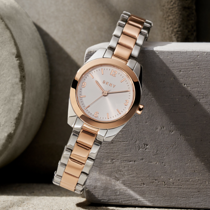 Classic DKNY watches in stainless with rose gold-tone and all stainless.