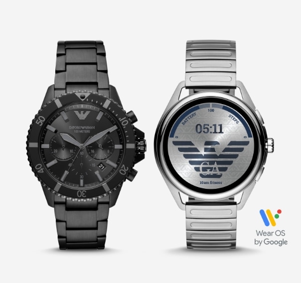 Two stainless steel Emporio Armani watches