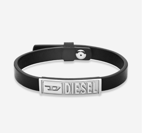 Bracelet de perles Diesel avec logo en acier inoxydable.