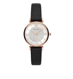 White Armani Exchange ladies' watch with rose gold accents.
