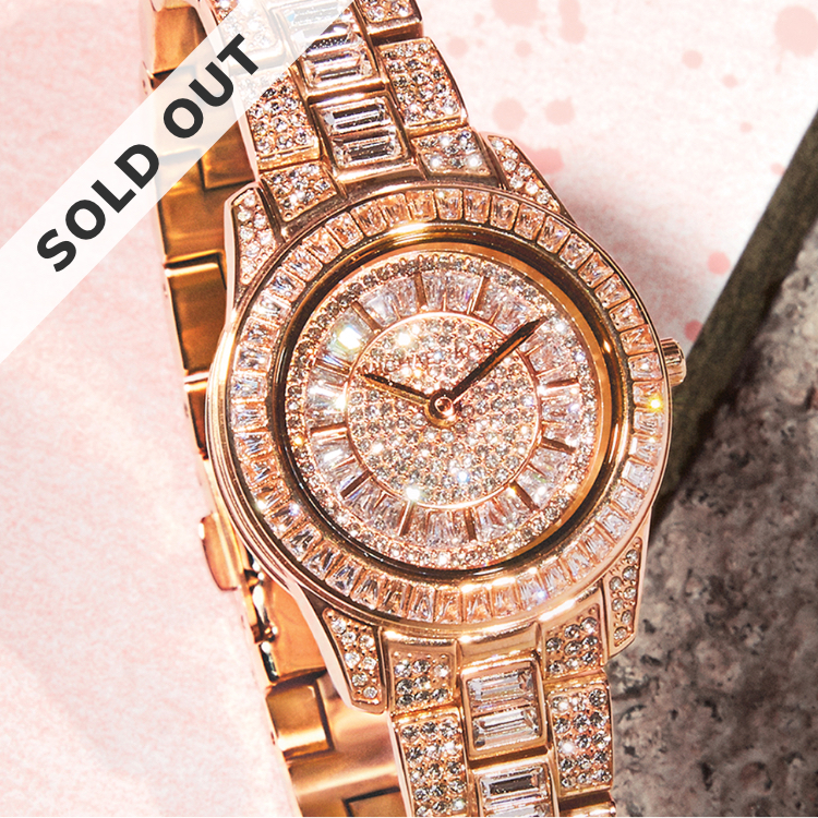 Michael Kors limited-edition Petite Runway watching featuring baguette accents in rose gold-tone.