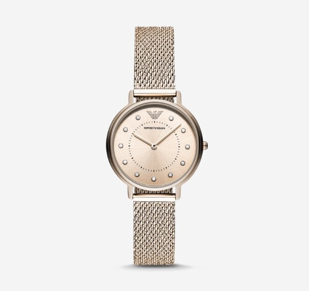 A stainless steel women's Emporio Armani watch.