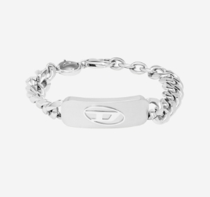 Un bracelet pour hommes Diesel ton argent.